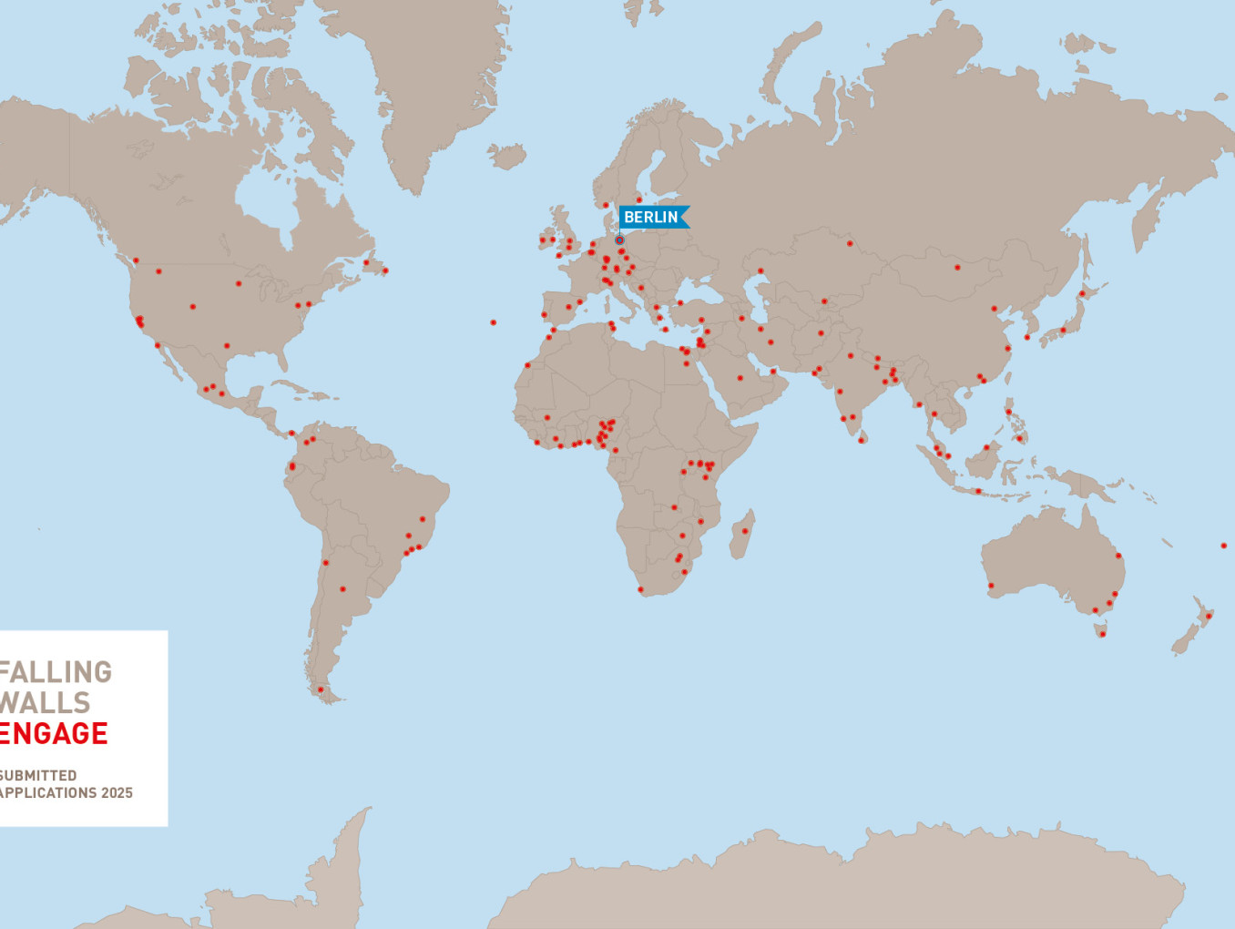 Map with all Falling Walls Engage Applications 2025