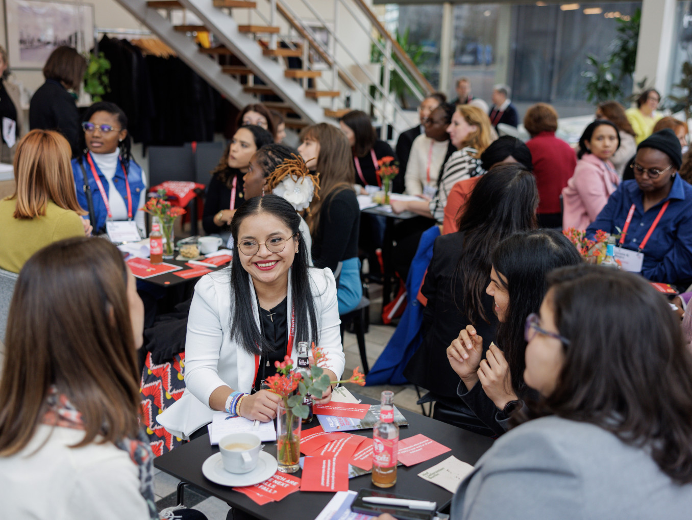 Women networking at the Falling Walls Female Science Talents event.