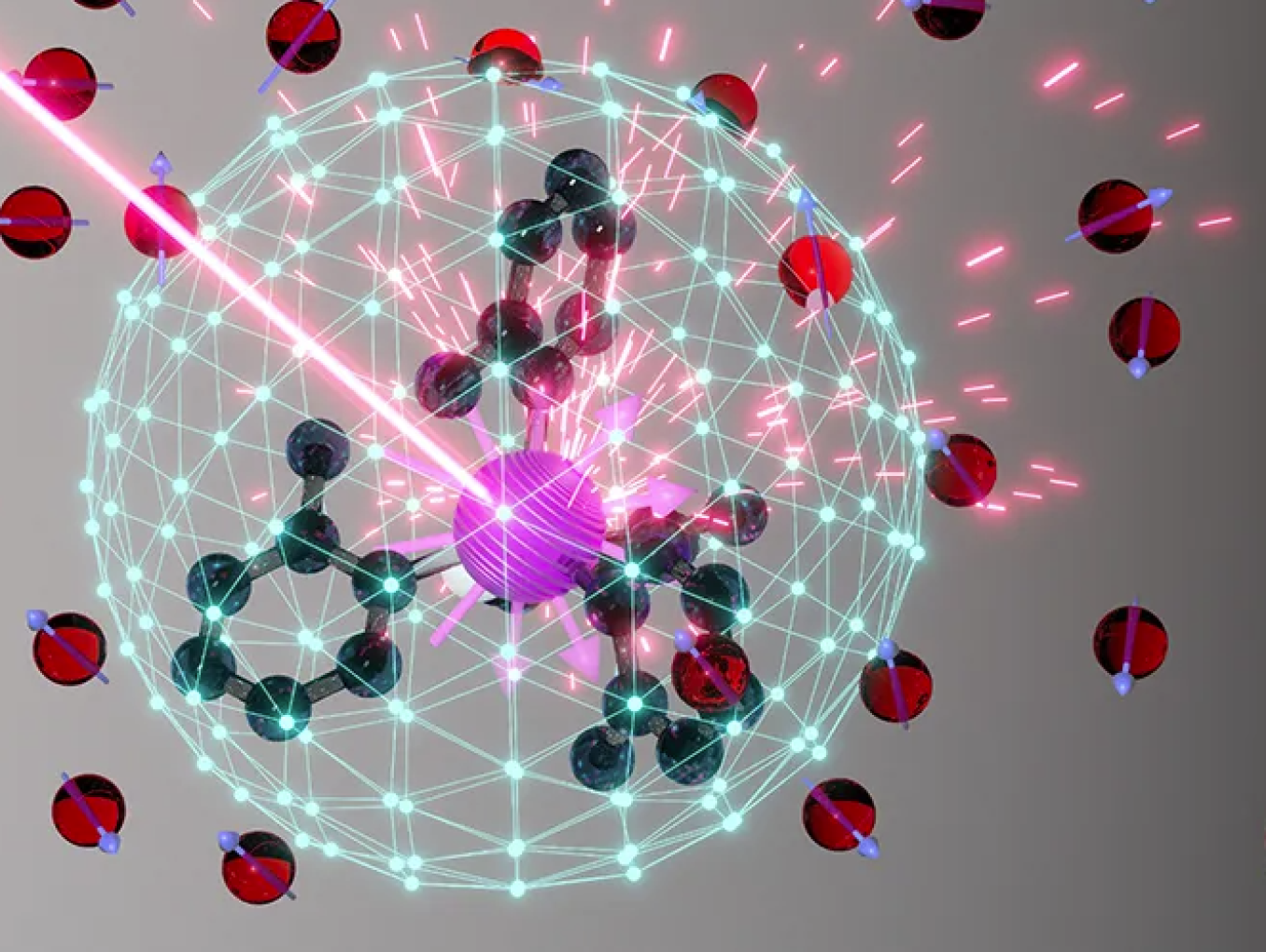 Molecular qubit being interrogated by photons