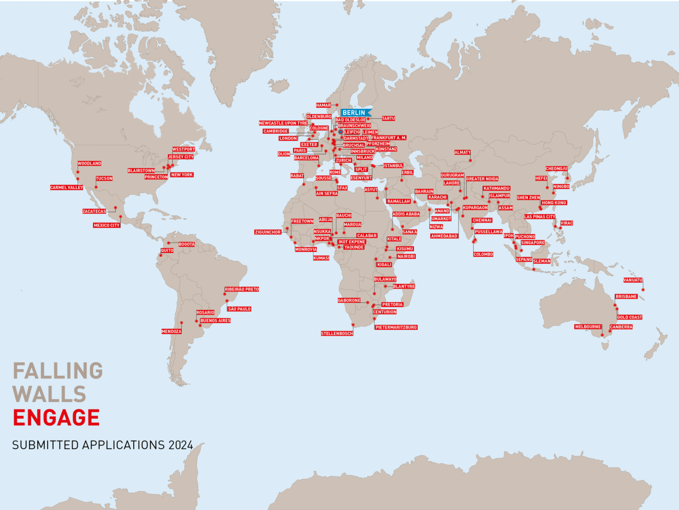 Map with all Falling Walls Engage Applications 2024