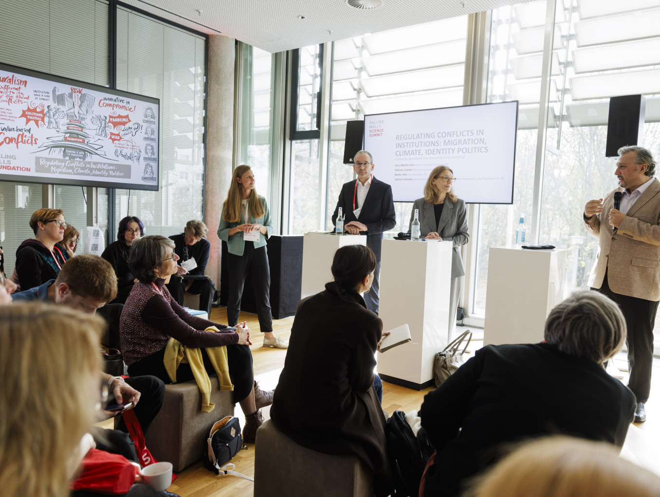 Metin Sitti, Jens Martin Gurr, Partick Cramer and Sabine Lehmann at Insights Café on 9 November at Falling Walls Science Summit 2024