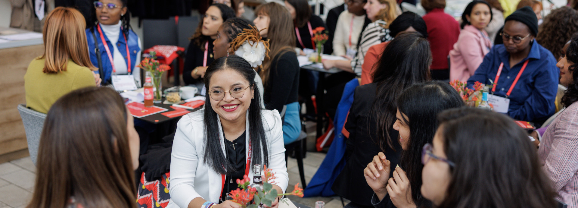Women networking at the Falling Walls Female Science Talents event.