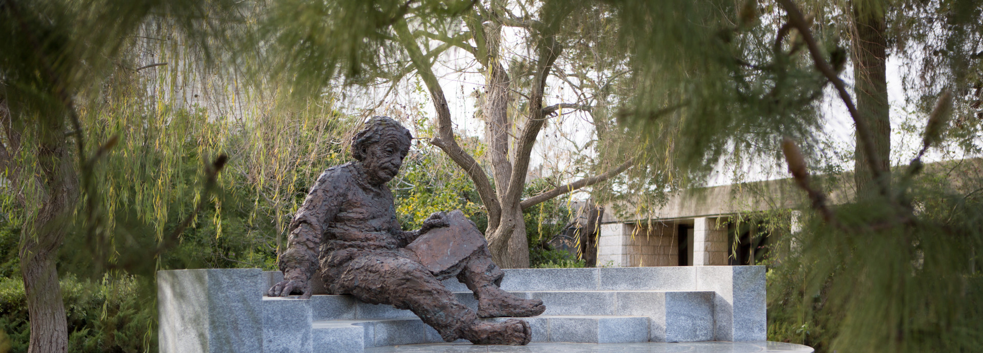 A statue of Einstein, in the garden of the Israel Academy