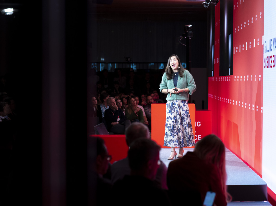Speaker Miho Janvier presenting at the Falling Walls Science Summit 2025