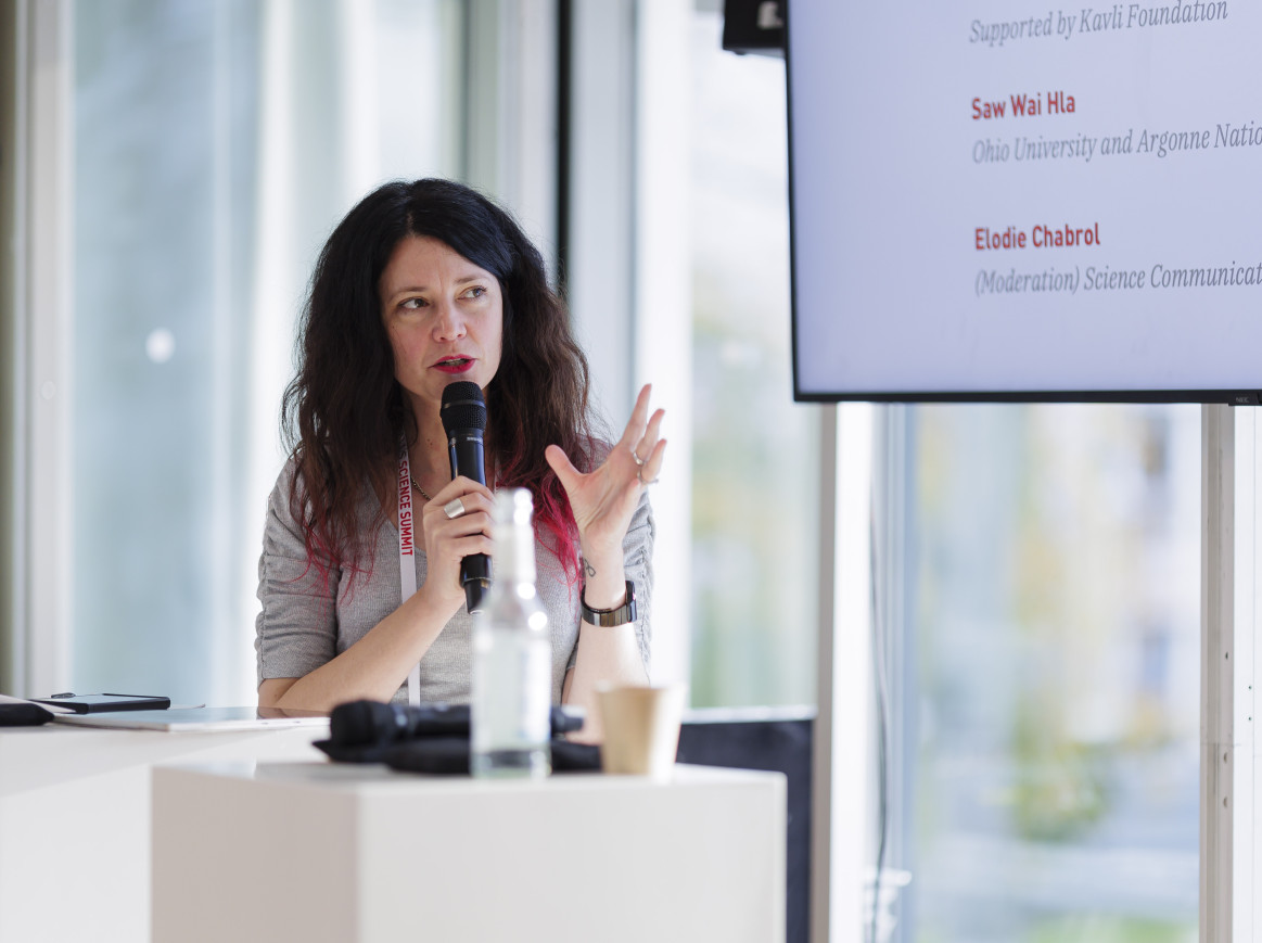 Elodie Chabrol moderating an Insights Café on 9 November