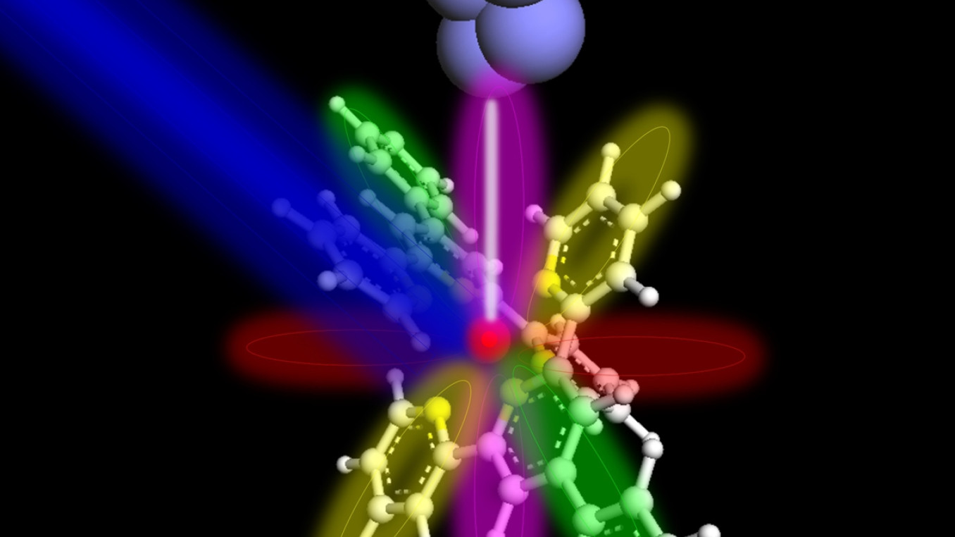 X-rays excite core electrons in an iron atom, which then tunnel to a detector.