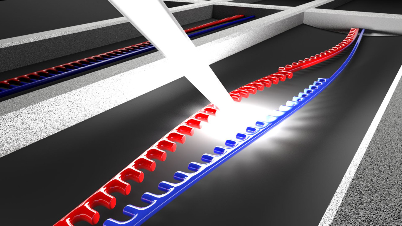 Artist impression of vibrating optomechanical resonators
