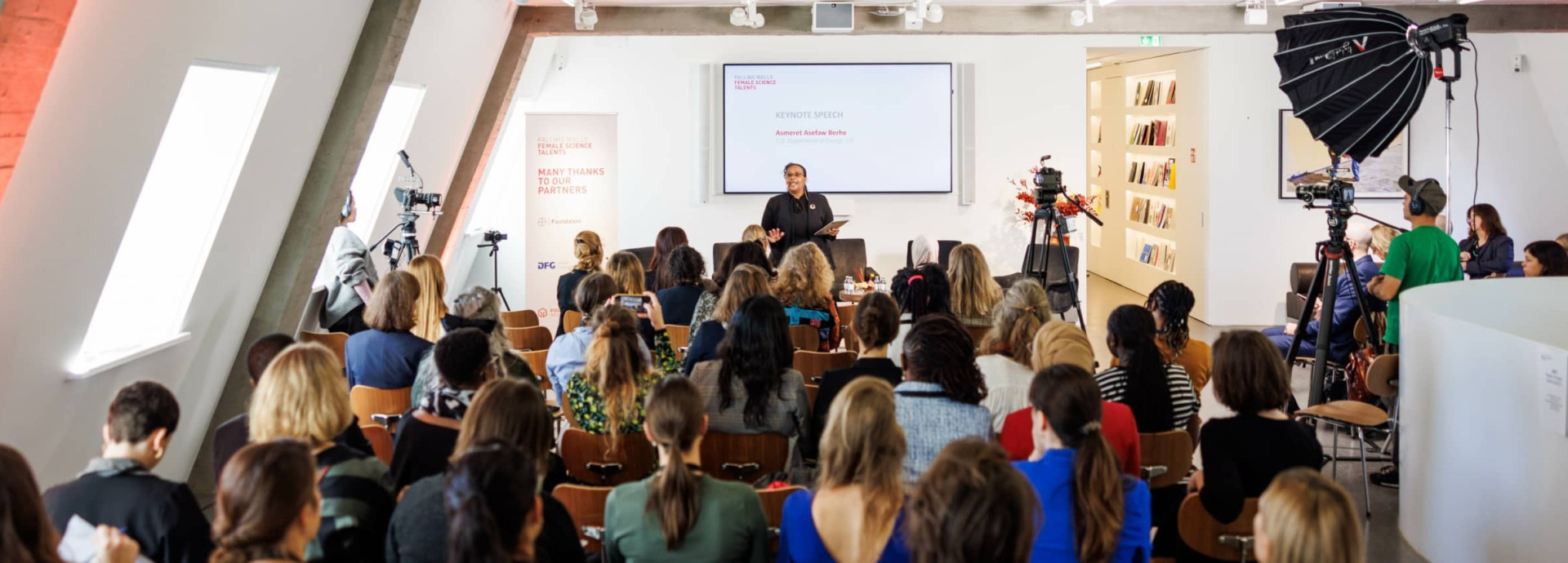Asmeret Berhe with audience at Female Science Talents International Fall Gathering 2023